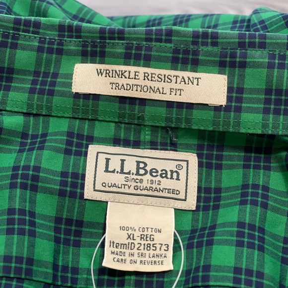 Mens LL Bean Button Down Shirt Size XL Plaid Green & Blue - Picture 3 of 4